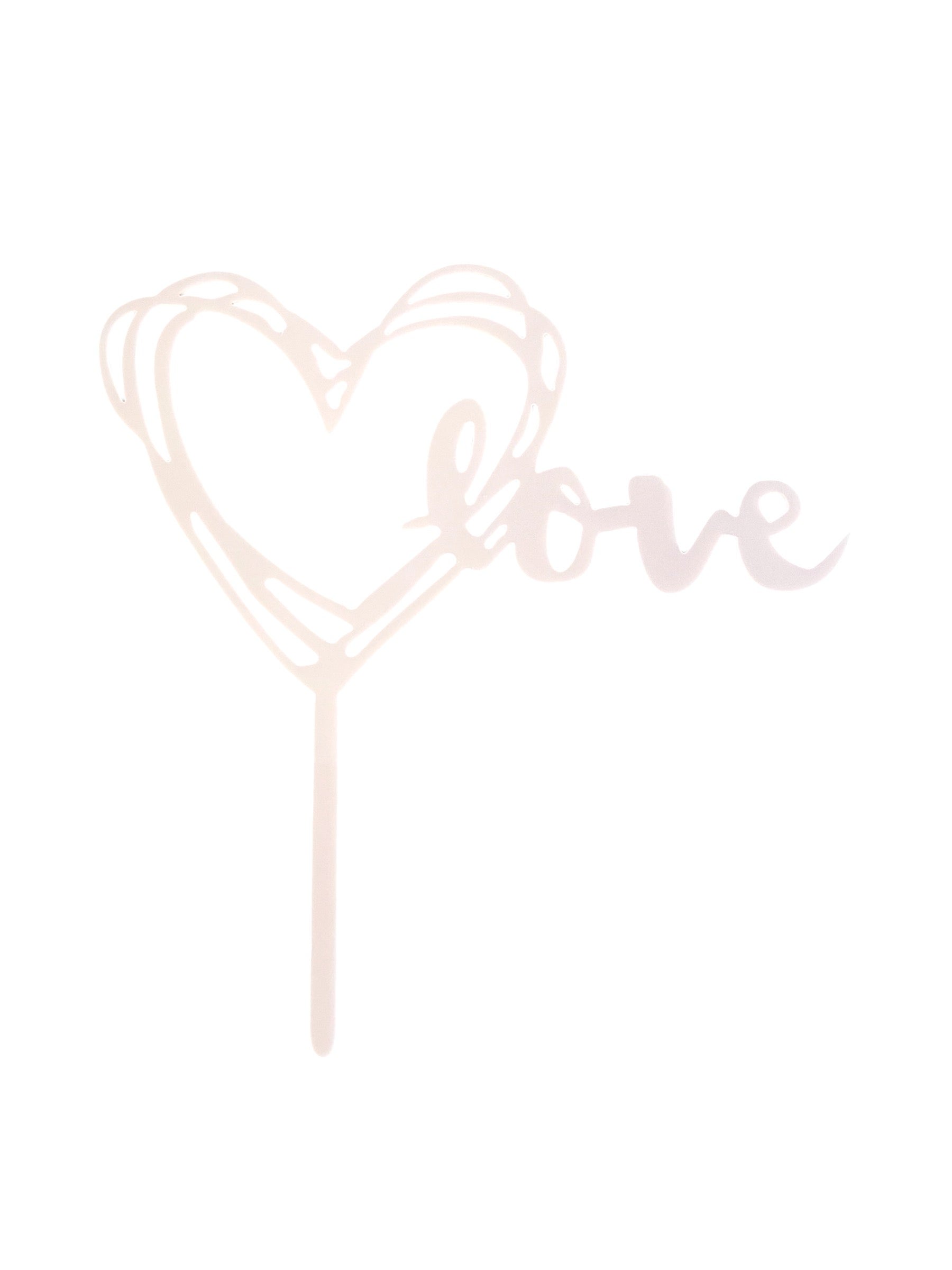 Soft Pink Love Heart Acrylic Cake Topper | Celebration Supplies